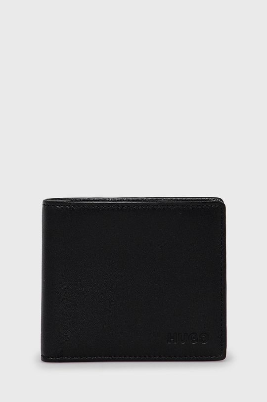černá Kožená peněženka HUGO Pánský