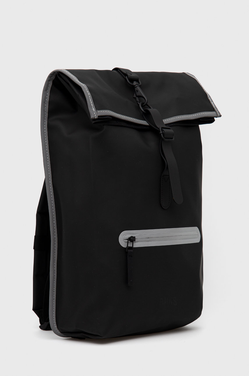 Rains plecak 14030 Rolltop Rucksack Reflective kolor czarny duży gładki