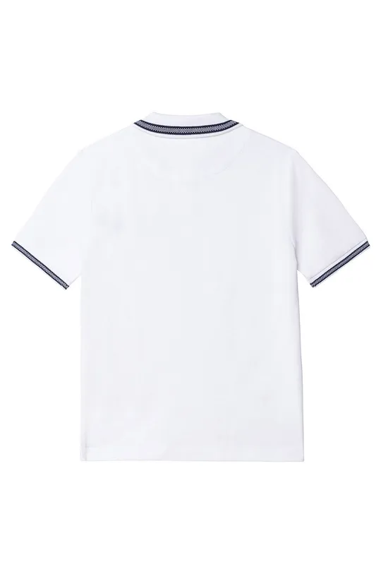 Παιδικά βαμβακερά μπλουζάκια πόλο BOSS λευκό