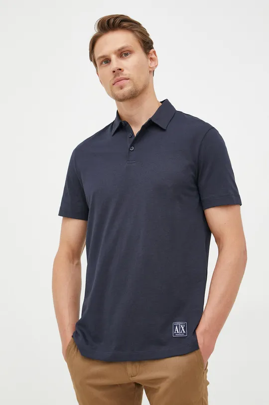 tmavomodrá Bavlnené polo tričko Armani Exchange