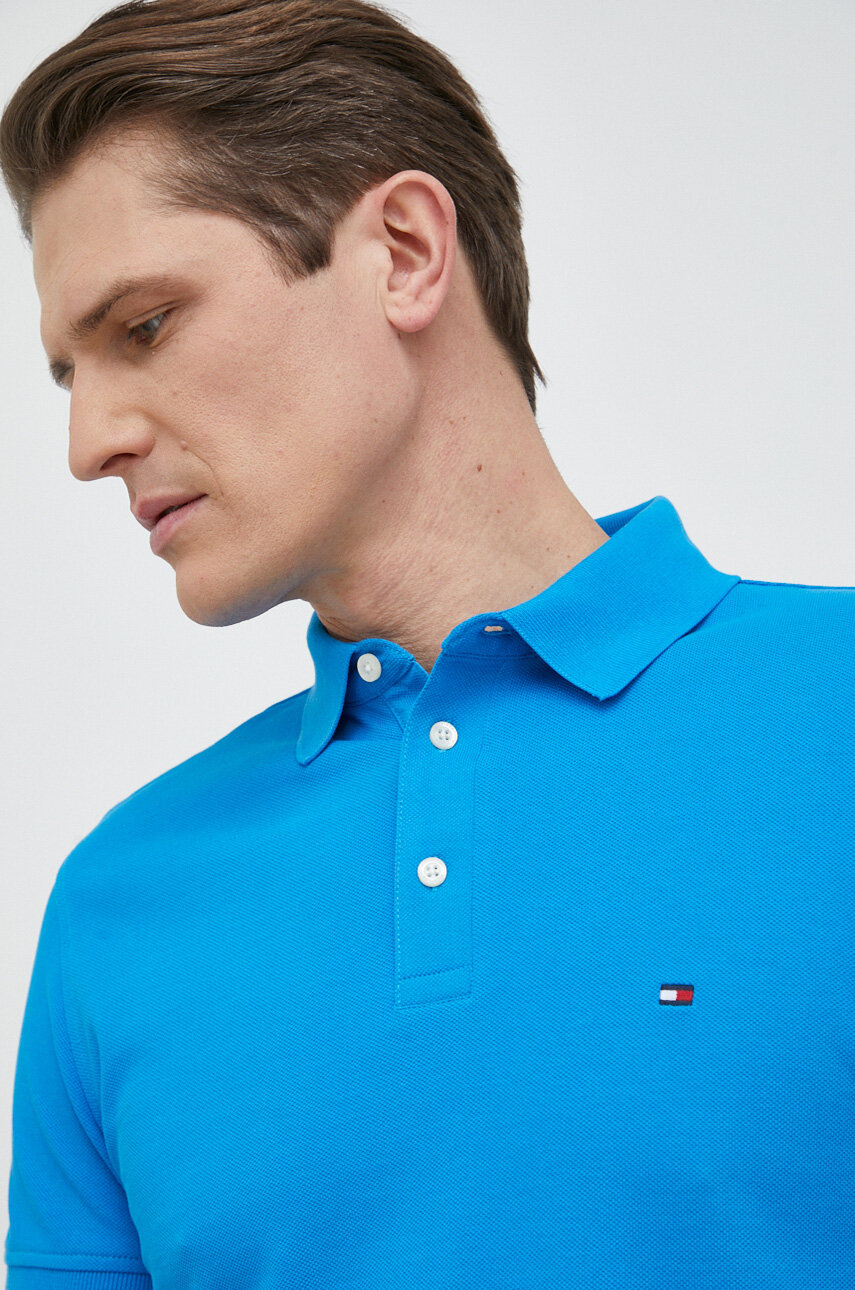 modrá Bavlněné polo tričko Tommy Hilfiger