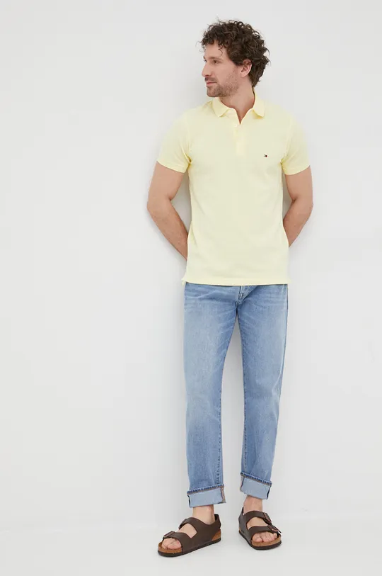 Bavlnené polo tričko Tommy Hilfiger žltá