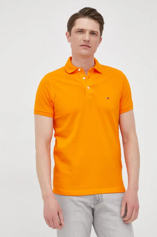 Bavlnené polo tričko Tommy Hilfiger oranžová