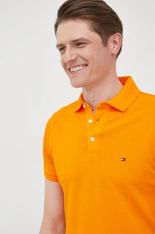 oranžová Bavlnené polo tričko Tommy Hilfiger