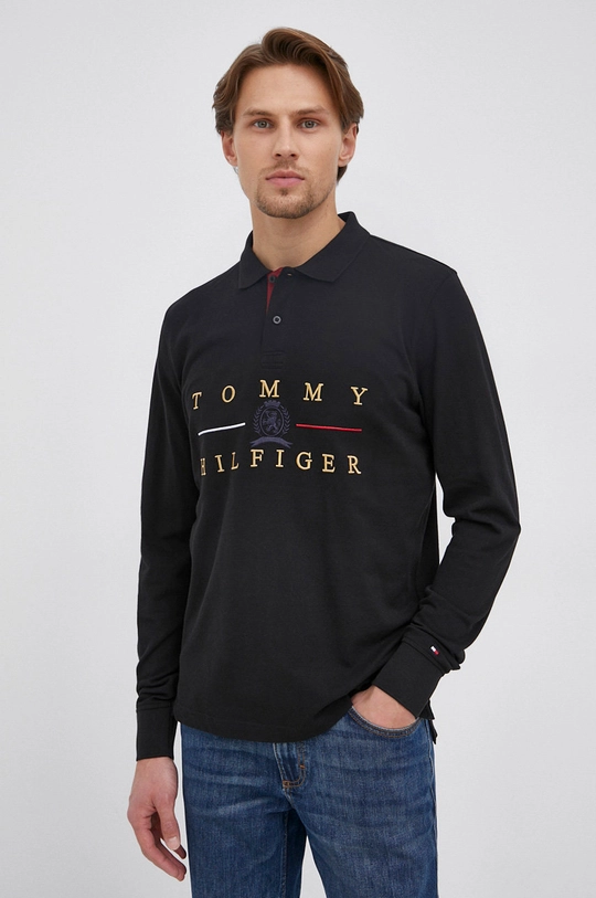 czarny Tommy Hilfiger Longsleeve bawełniany