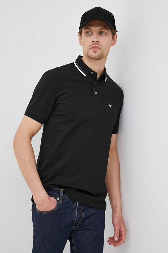 čierna Polo tričko Emporio Armani Pánsky