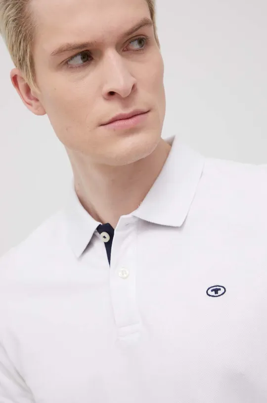 λευκό Βαμβακερό μπλουζάκι πόλο Tom Tailor Ανδρικά