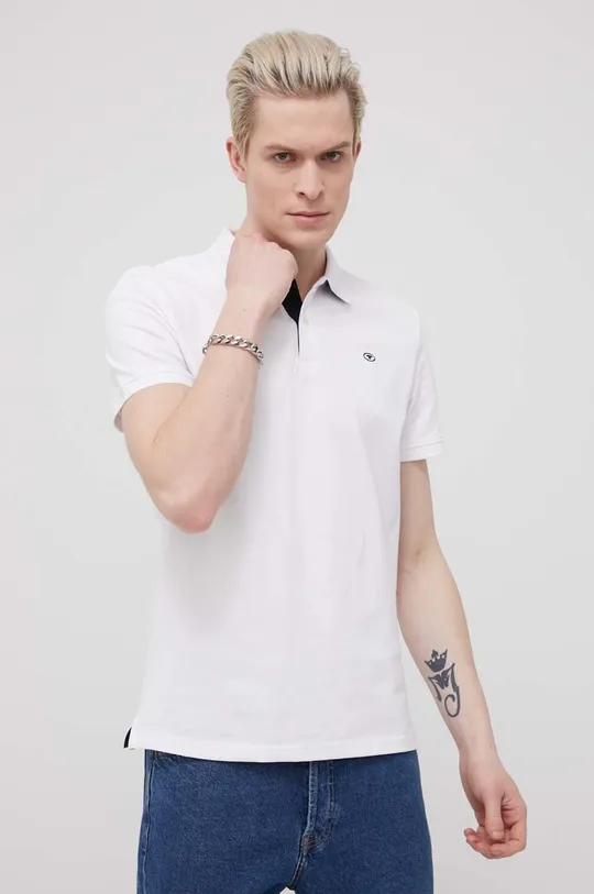 λευκό Βαμβακερό μπλουζάκι πόλο Tom Tailor