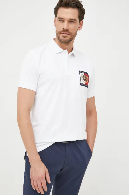 Bavlnené polo tričko Tommy Hilfiger Icon biela