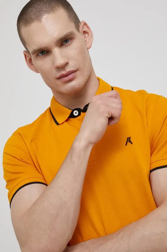 oranžová Bavlnené polo tričko Produkt by Jack & Jones Pánsky