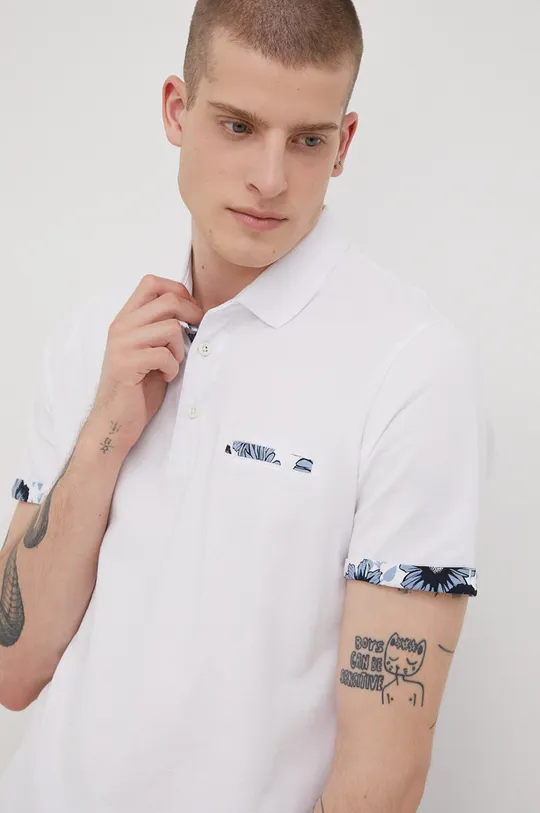 λευκό Βαμβακερό μπλουζάκι πόλο Produkt by Jack & Jones