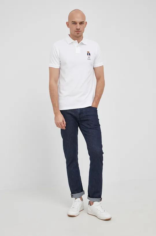 Polo Ralph Lauren - Βαμβακερό μπλουζάκι πόλο λευκό