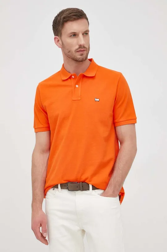 oranžová Bavlnené polo tričko Woolrich Pánsky