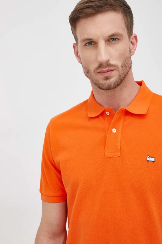 oranžová Bavlnené polo tričko Woolrich