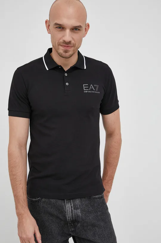 μαύρο EA7 Emporio Armani - Βαμβακερό μπλουζάκι πόλο