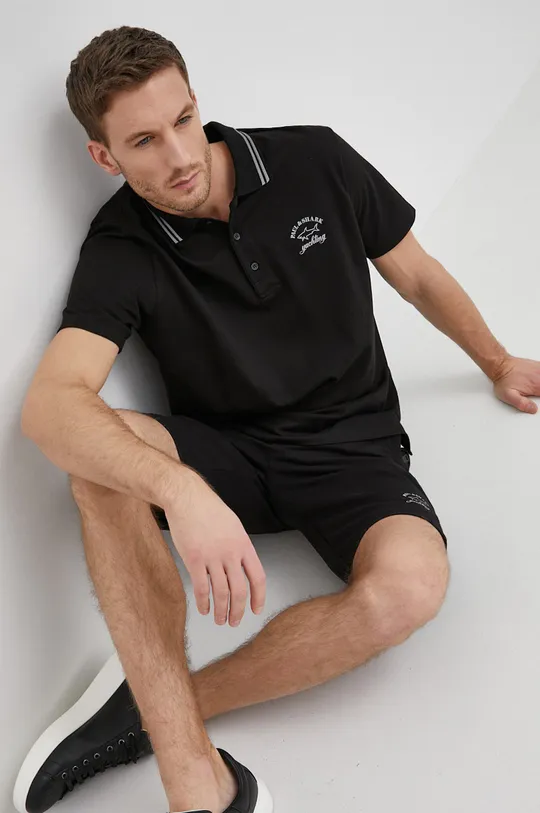 Paul&Shark - Βαμβακερό μπλουζάκι πόλο μαύρο