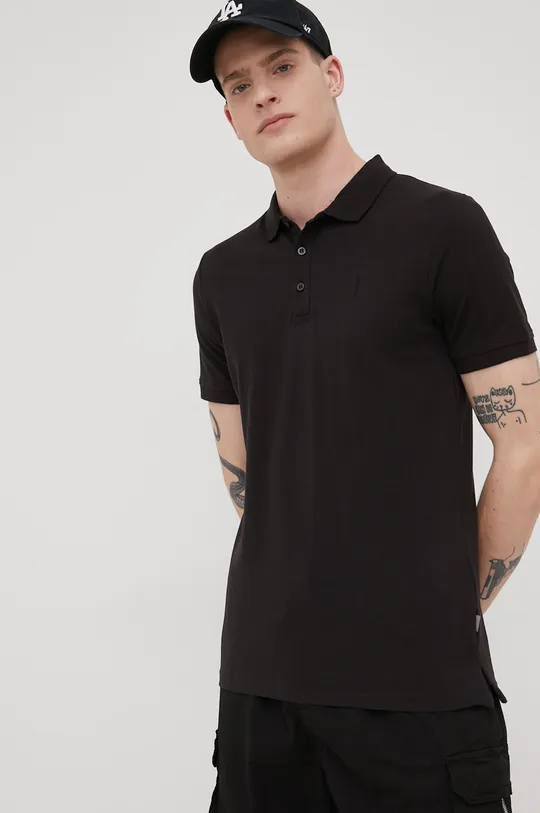 μαύρο Βαμβακερό μπλουζάκι πόλο Solid Ανδρικά