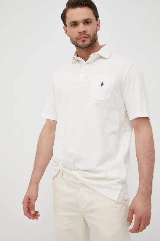 béžová Polo tričko s prímesou ľanu Polo Ralph Lauren