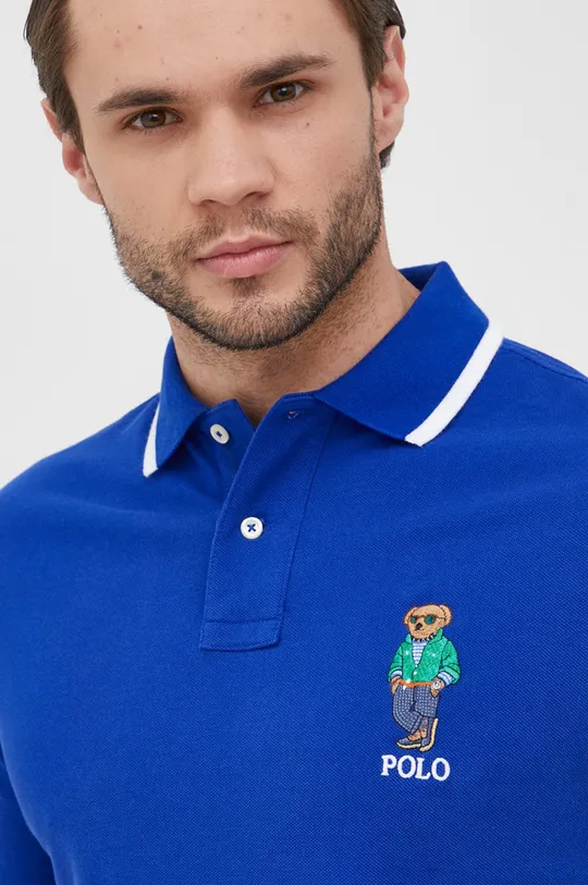 modrá Bavlnené polo tričko Polo Ralph Lauren