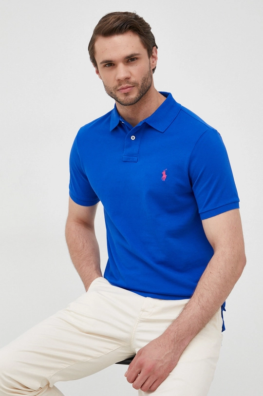 Βαμβακερό μπλουζάκι πόλο Polo Ralph Lauren μπλε