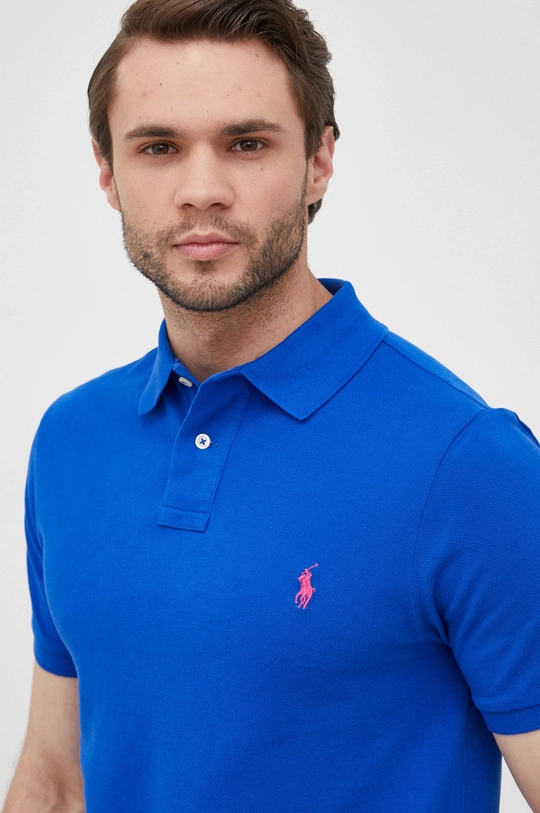 μπλε Βαμβακερό μπλουζάκι πόλο Polo Ralph Lauren