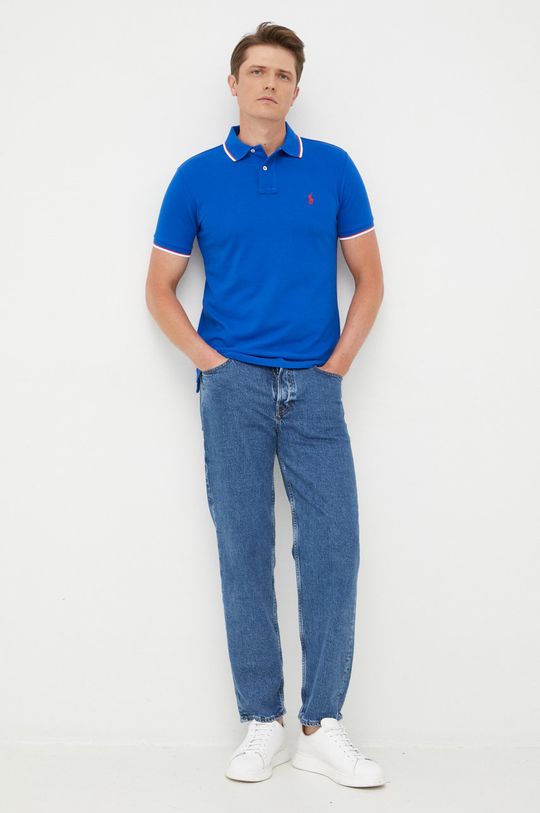 Bavlněné polo tričko Polo Ralph Lauren modrá