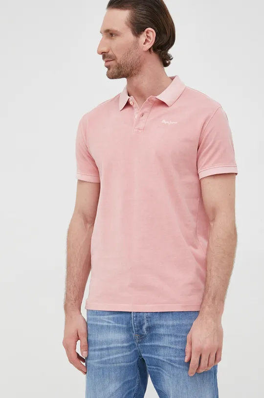 Βαμβακερό μπλουζάκι πόλο Pepe Jeans Vincent Gd N ροζ