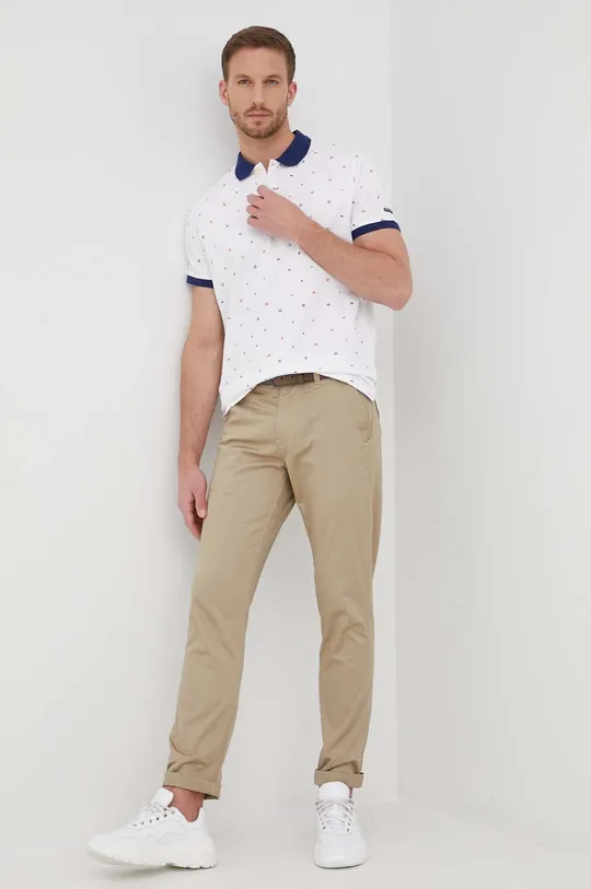 Βαμβακερό μπλουζάκι πόλο Pepe Jeans Firemont λευκό