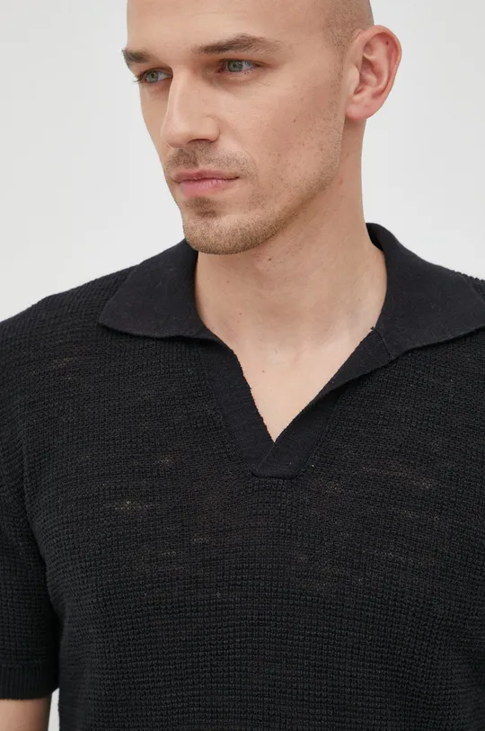 crna Polo majica s dodatkom lana Sisley