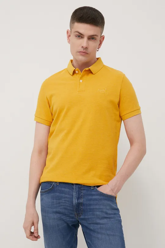 Bavlnené polo tričko Superdry žltá