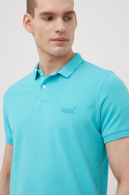 turkusowy Superdry polo bawełniane