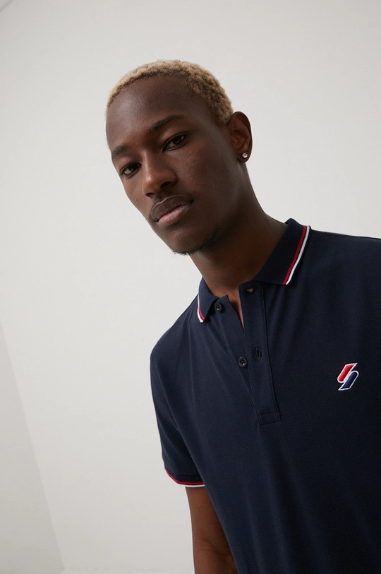 granatowy Superdry polo bawełniane