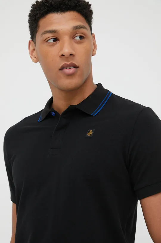 μαύρο Βαμβακερό μπλουζάκι πόλο RefrigiWear
