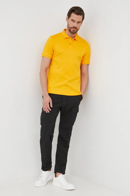 oranžová Bavlnené polo tričko Calvin Klein Pánsky
