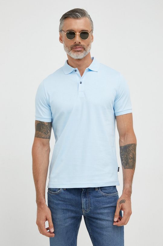 světle modrá Bavlněné polo tričko Calvin Klein