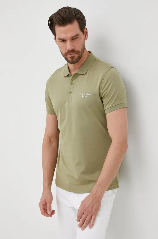 zelena Pamučna polo majica Calvin Klein Jeans Muški