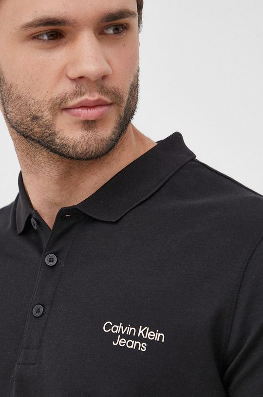 černá Bavlněné polo tričko Calvin Klein Jeans