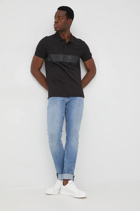 Bavlnené polo tričko Calvin Klein Jeans čierna