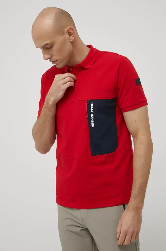 κόκκινο Βαμβακερό μπλουζάκι πόλο Helly Hansen Ανδρικά