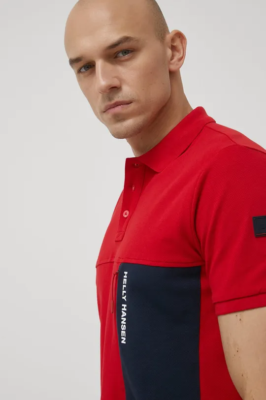 κόκκινο Βαμβακερό μπλουζάκι πόλο Helly Hansen