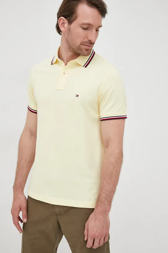 κίτρινο Βαμβακερό μπλουζάκι πόλο Tommy Hilfiger