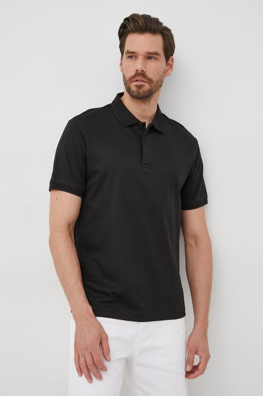 černá Bavlněné polo tričko Calvin Klein Pánský