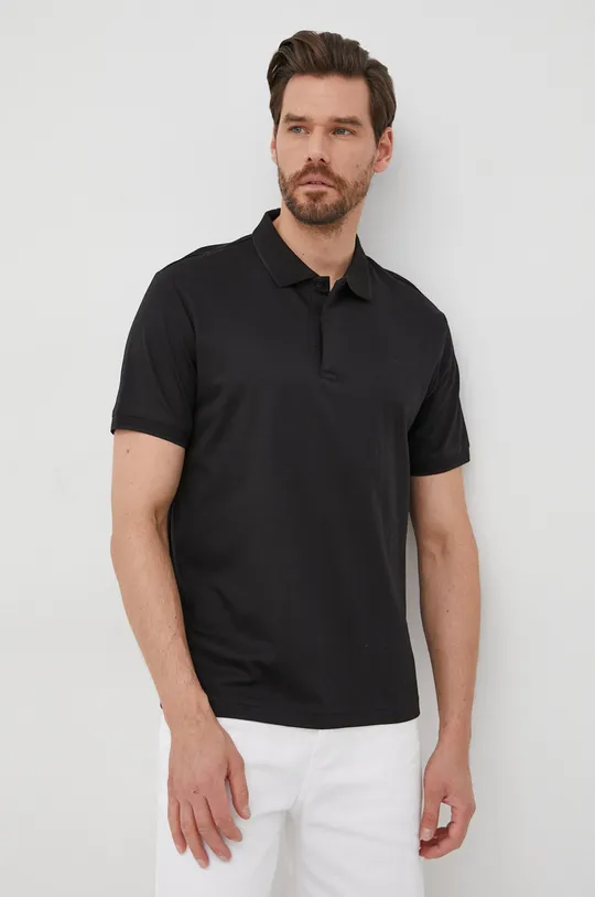 μαύρο Βαμβακερό μπλουζάκι πόλο Calvin Klein Ανδρικά