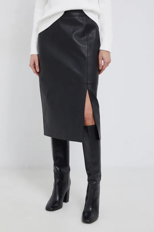čierna Kožená sukňa Calvin Klein Dámsky