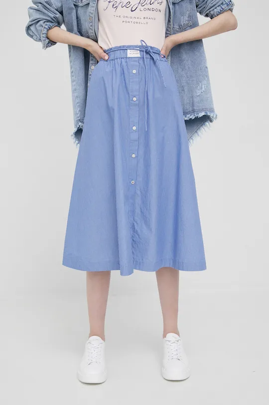 Bavlnená sukňa Tommy Hilfiger modrá