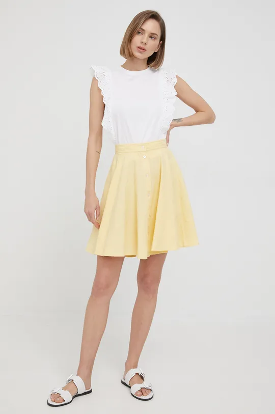 Λινή φούστα Polo Ralph Lauren κίτρινο