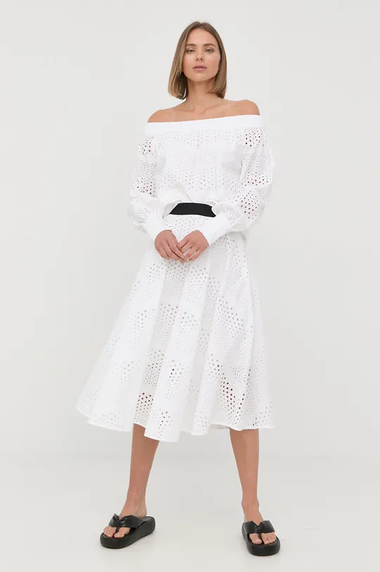 Βαμβακερή φούστα Karl Lagerfeld λευκό