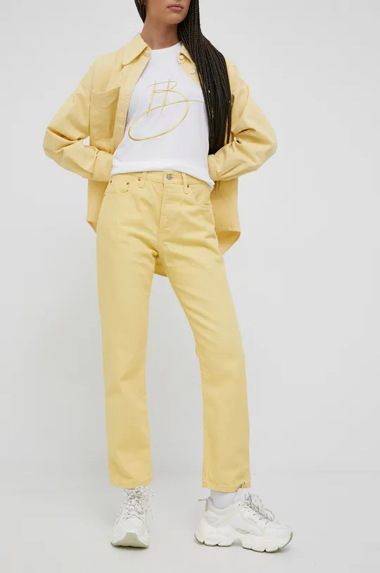 κίτρινο Τζιν παντελόνι Levi's 501 Crop Γυναικεία