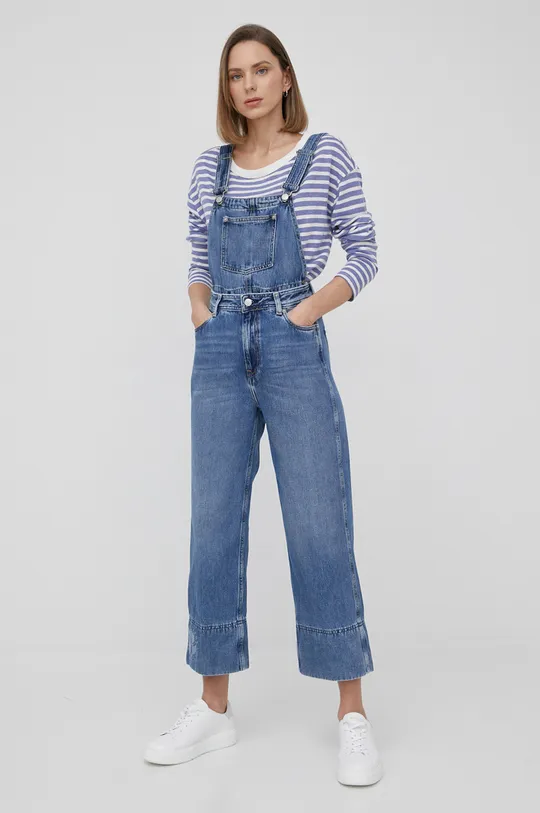 niebieski Pepe Jeans ogrodniczki jeansowe SHAY ADAPT Damski