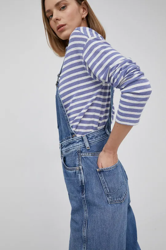 niebieski Pepe Jeans ogrodniczki jeansowe SHAY ADAPT